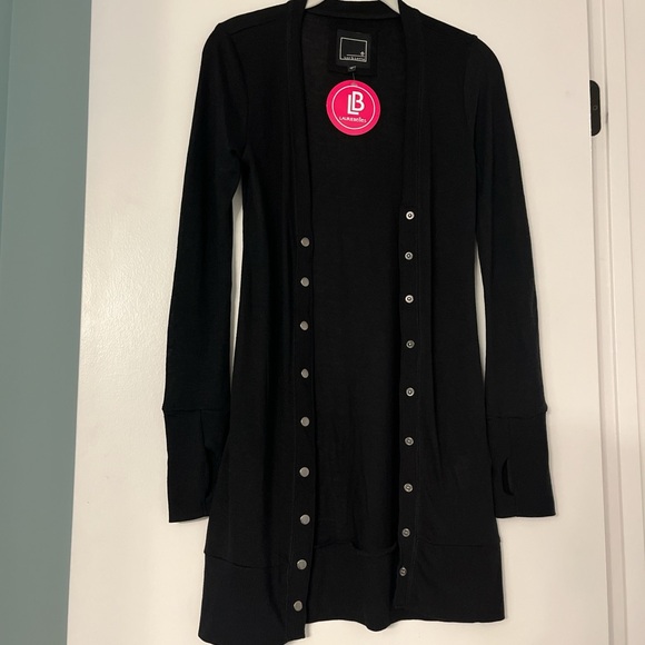 NWT long black button up cardigan size small - Picture 1 of 4